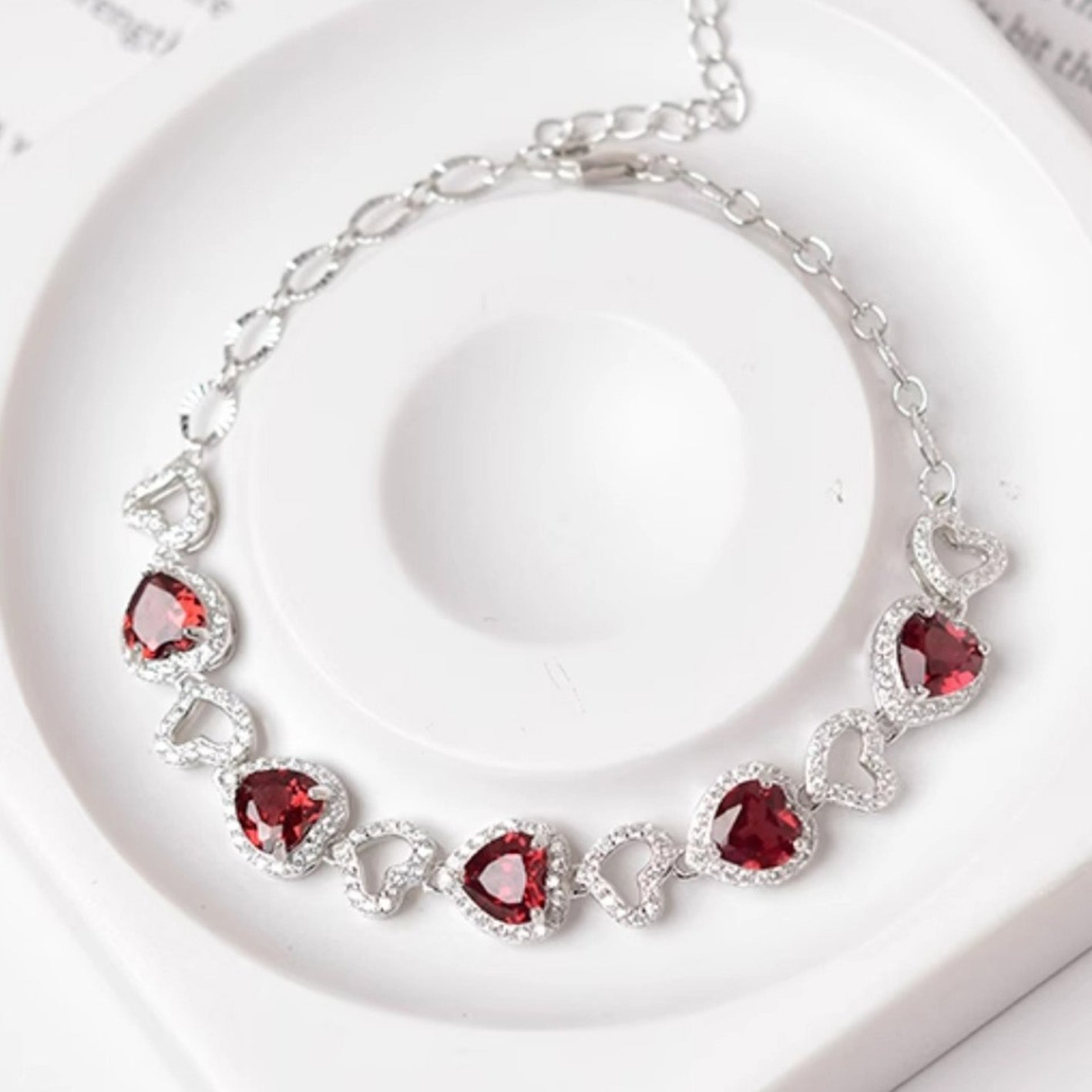Silver-Inlaid Garnet Bracelet - Fire Element