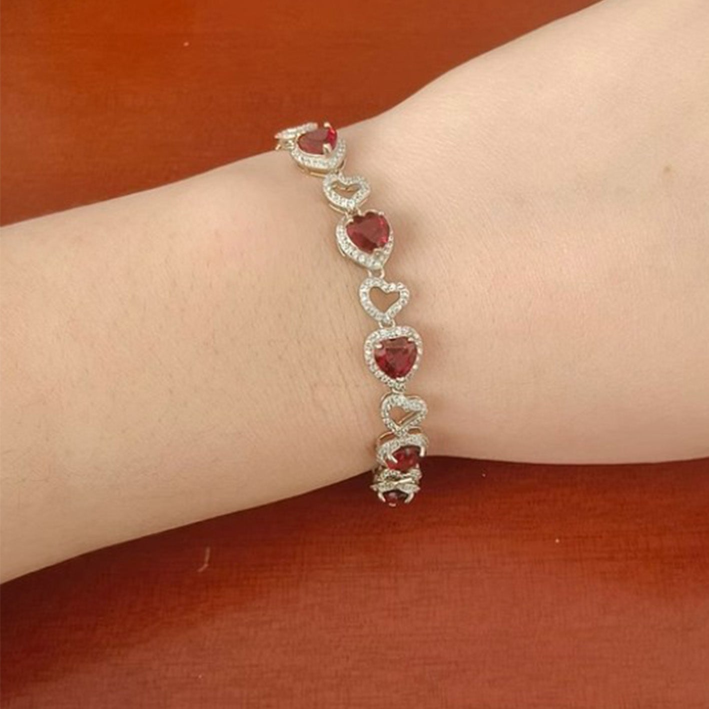 Silver-Inlaid Garnet Bracelet - Fire Element