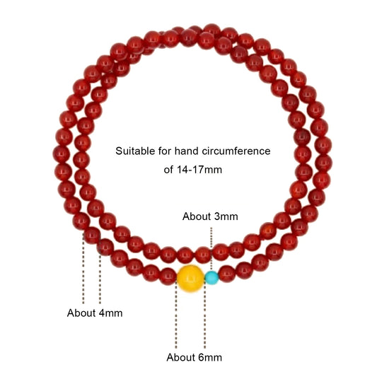 Red Agate · Amber · Enhanced Turquoise-Triple Element Energy Bracelet