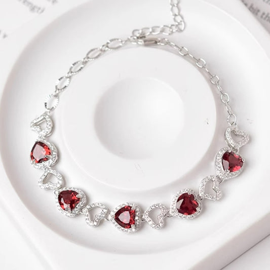 Silver-Inlaid Garnet Bracelet - Fire Element