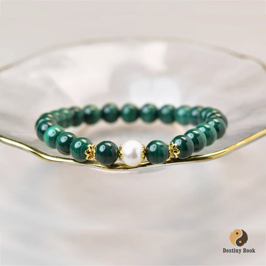 Malachite and Pearl Bracelet - Wood Element