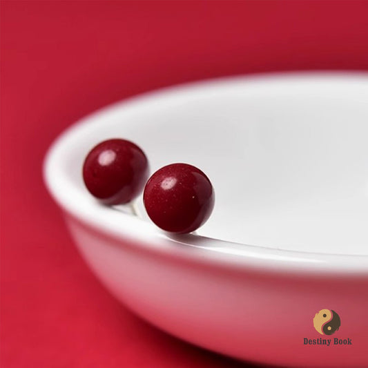 Cinnabar earring 8mm- Fire Element